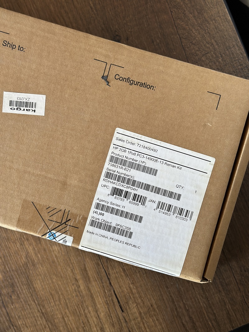 HP 2GB 1RX8 PC3-14900E-13 Reman Kit