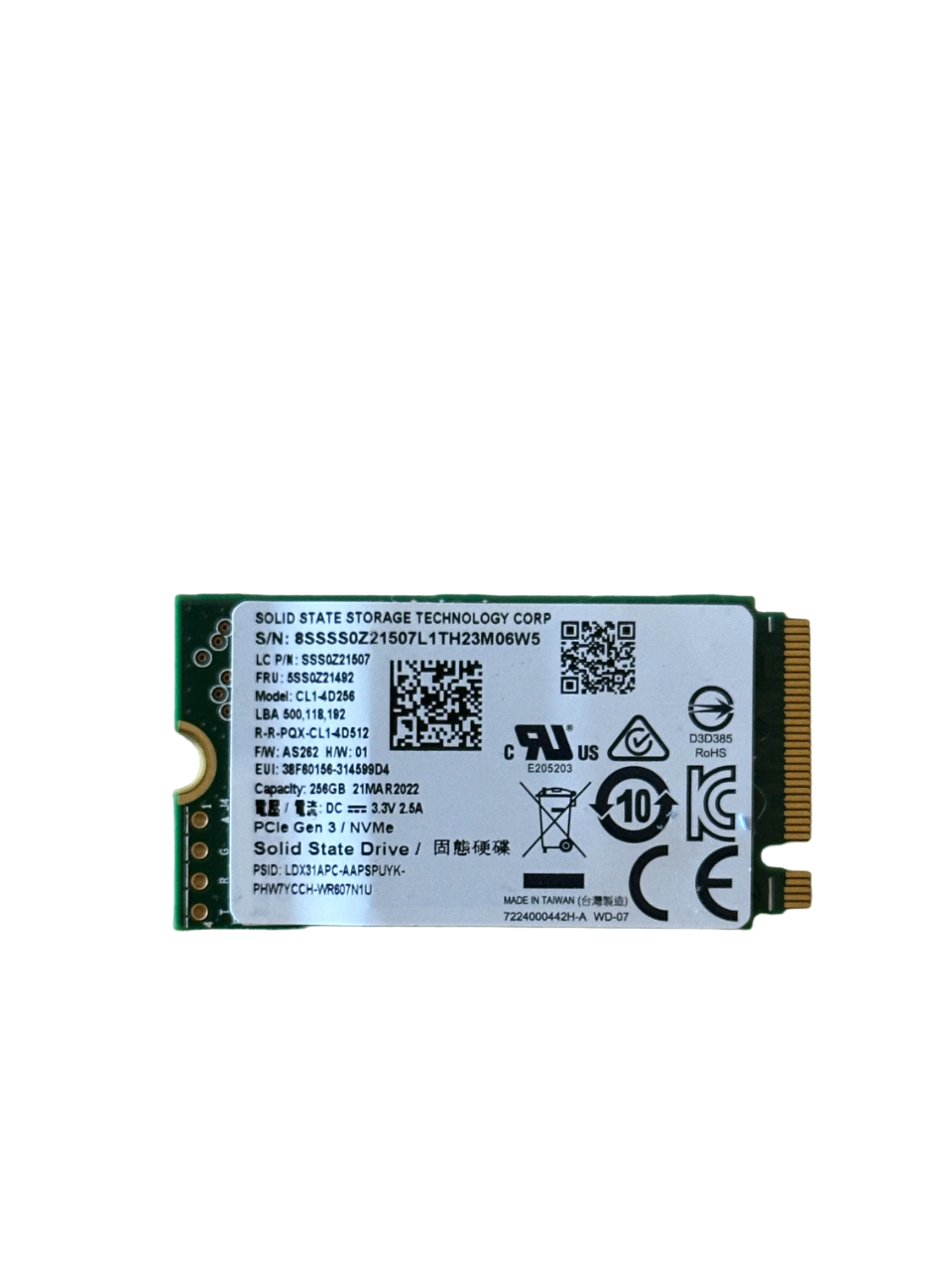 LITEON 256GB M.2 NVMe PCIe SSD CL1-4D256GB