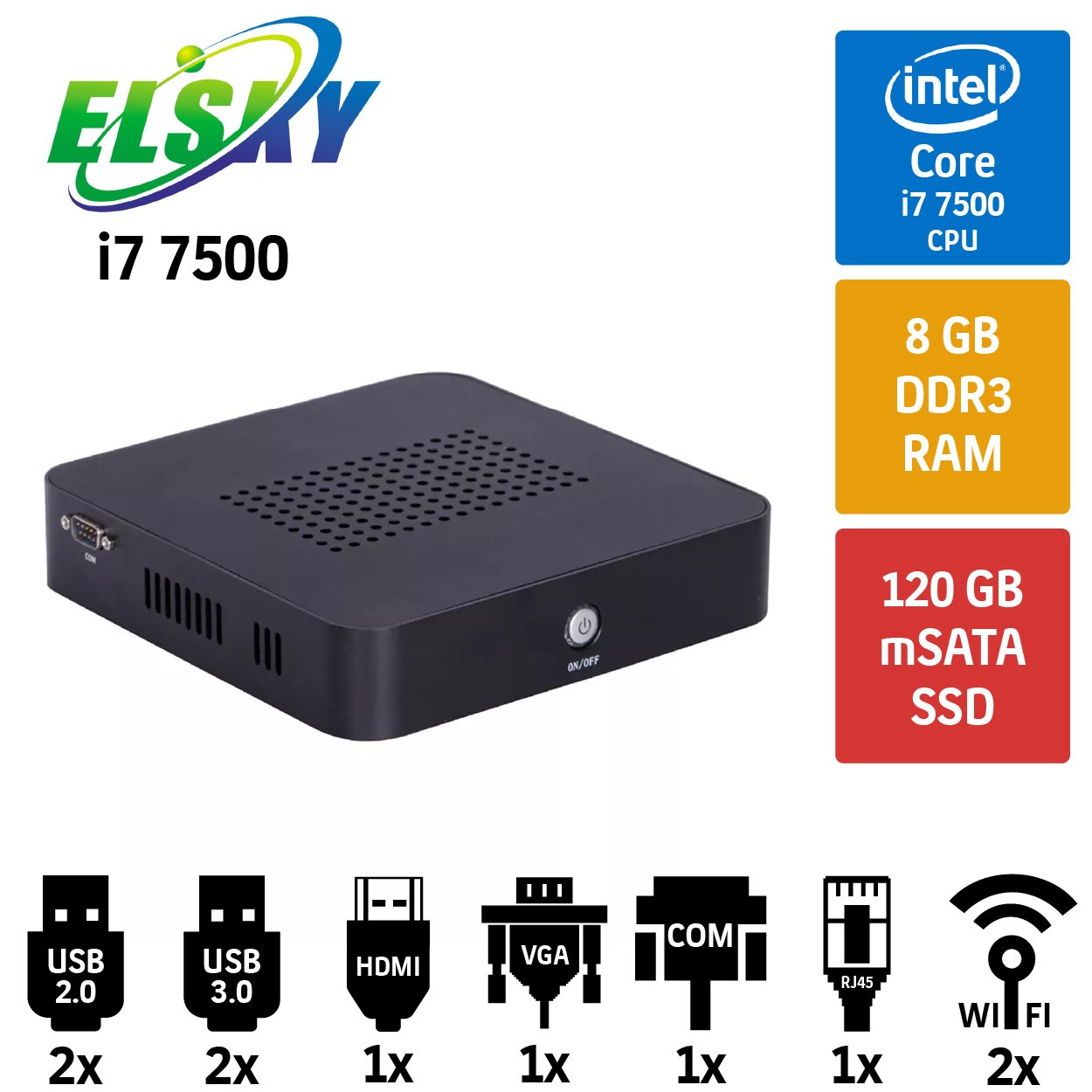 ELSKY QM9700-İ7 7500 8GB/120SSD Mini PC