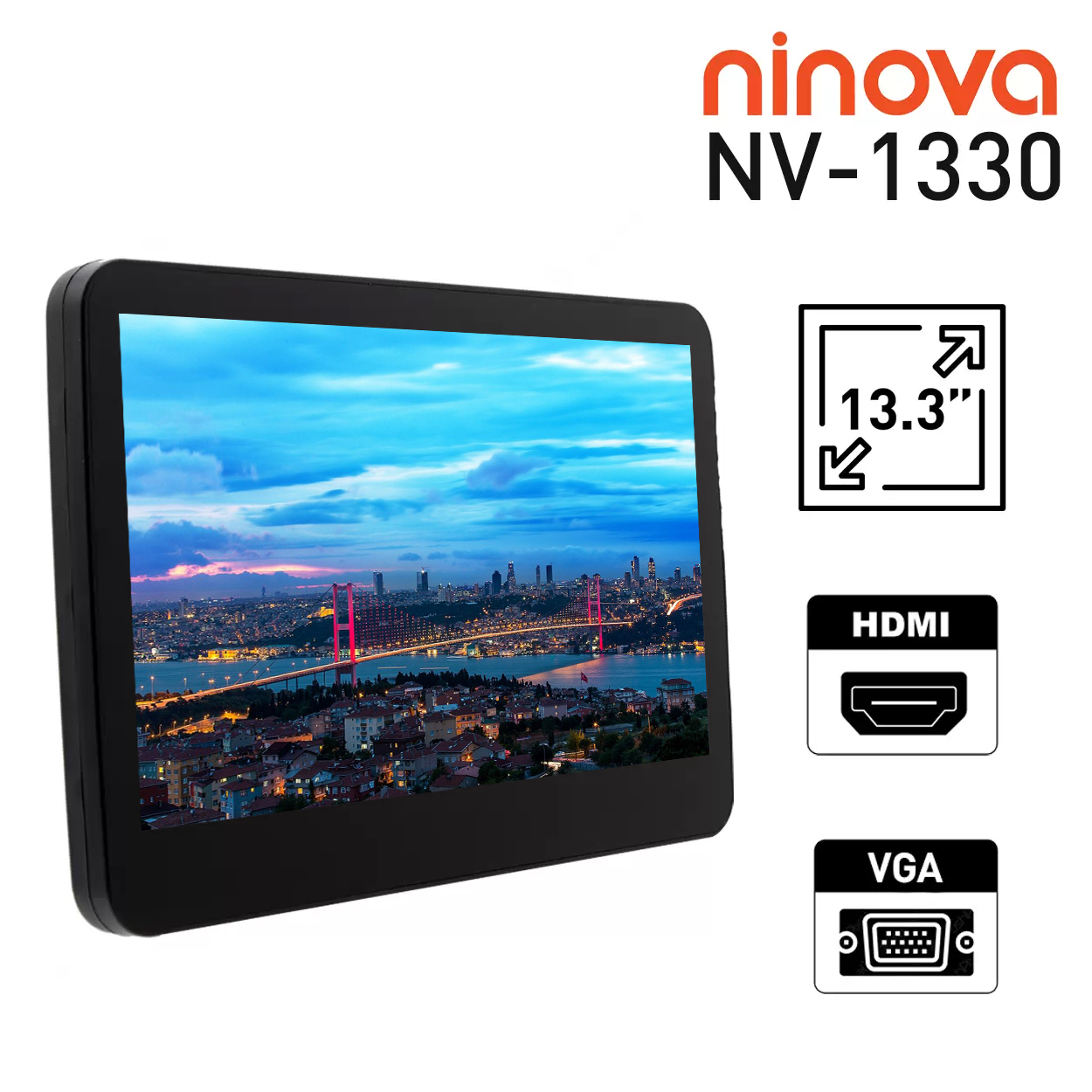 Ninova 13.3 inch NV-1330 HDMI VGA Monitör