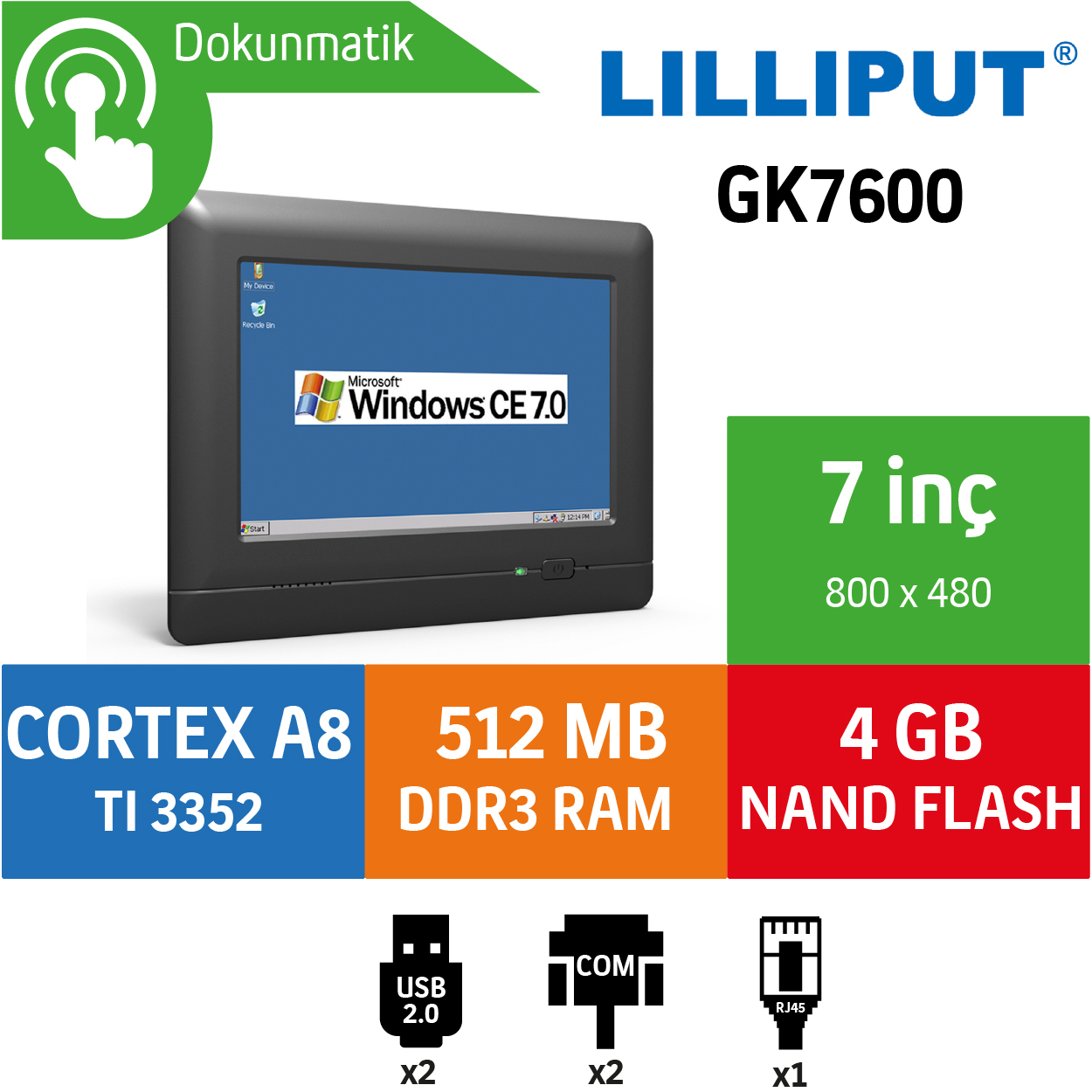 Lilliput  7” GK7600  Dokunmatik Panel PC