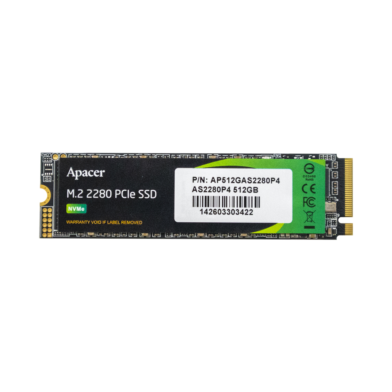 Apacer AS2280P4 512GB 2100/1500MB/s NVMe PCIe Gen3x4 M.2 SSD Disk 2280 (AP512GAS2280P4-1)