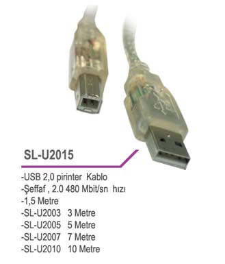 S-LINK SL-U2015 USB 2.0 SEFFAF 1.5 M PRINTER KABLO