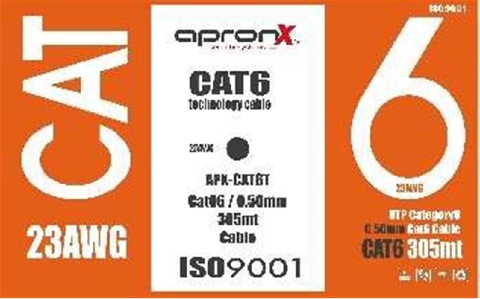 Apronx Cat6 23AWG 305Mt 0,50mm Gri Utp Kablo 