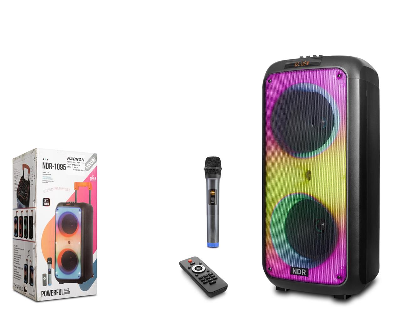NDR-1095 6000W tepe güç çift 8" Karaoke Bluetooth Boombox