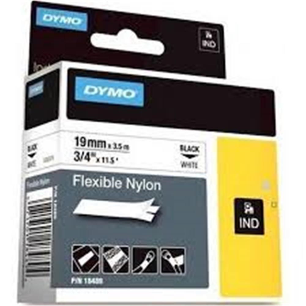 Dymo RhinoPRO Esnek Naylon 19mmx3,5m Beyaz-Siyah 
