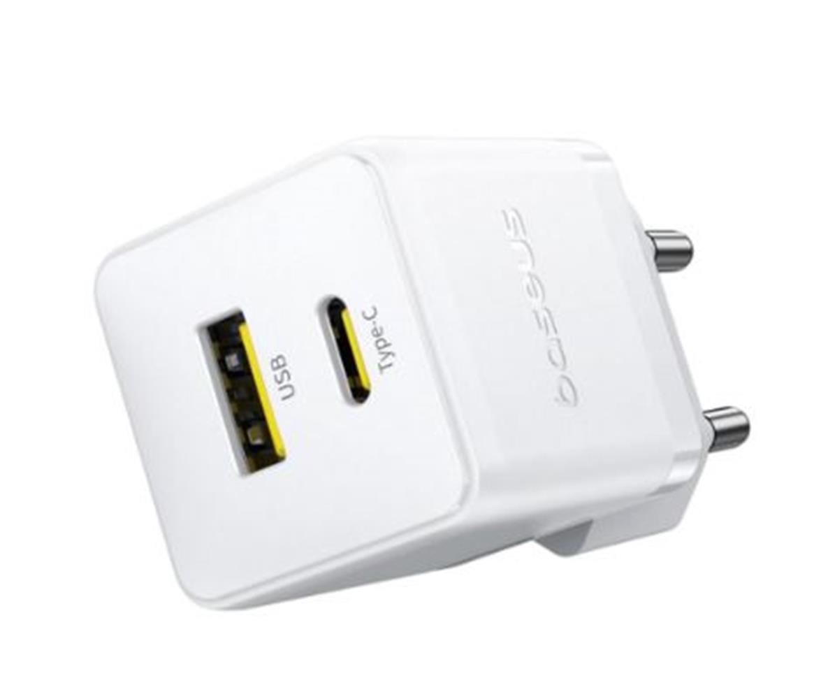 Baseus Palm Hızlı Şarj Aleti C+U 30W EU Beyaz (P1011160A213-00)