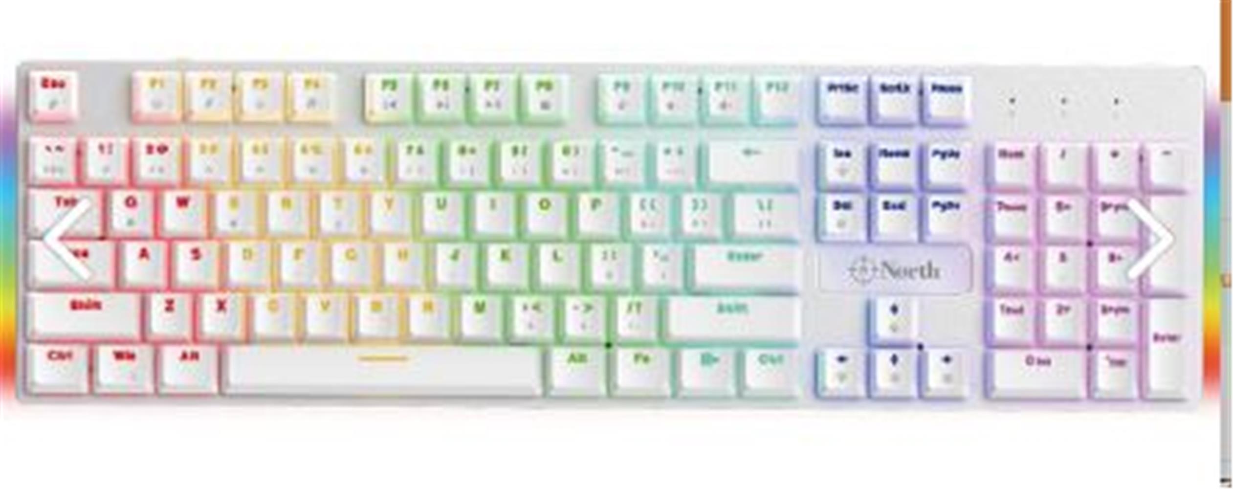 North Shield White Red Switch Türkçe Q RGB Beyaz Mekanik Gaming Klavye