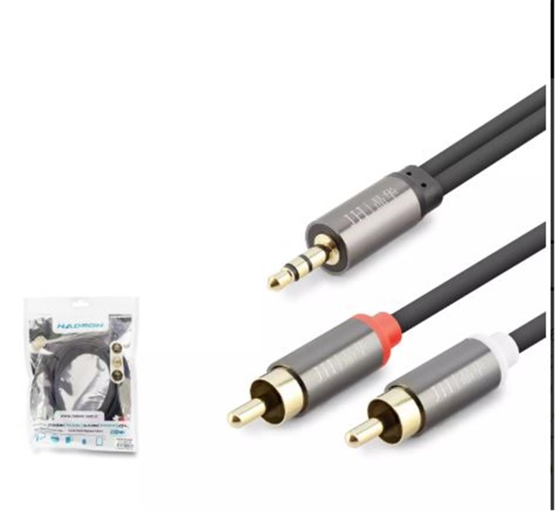 HADRON HDX1068 3.5MM TO 2RCA KABLO 2LINE GOLD 3M SİYAH