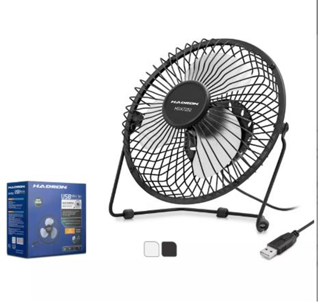 HADRON HDX7252 VANTİLATÖR USB METAL18CM SİYAH - BEYAZ