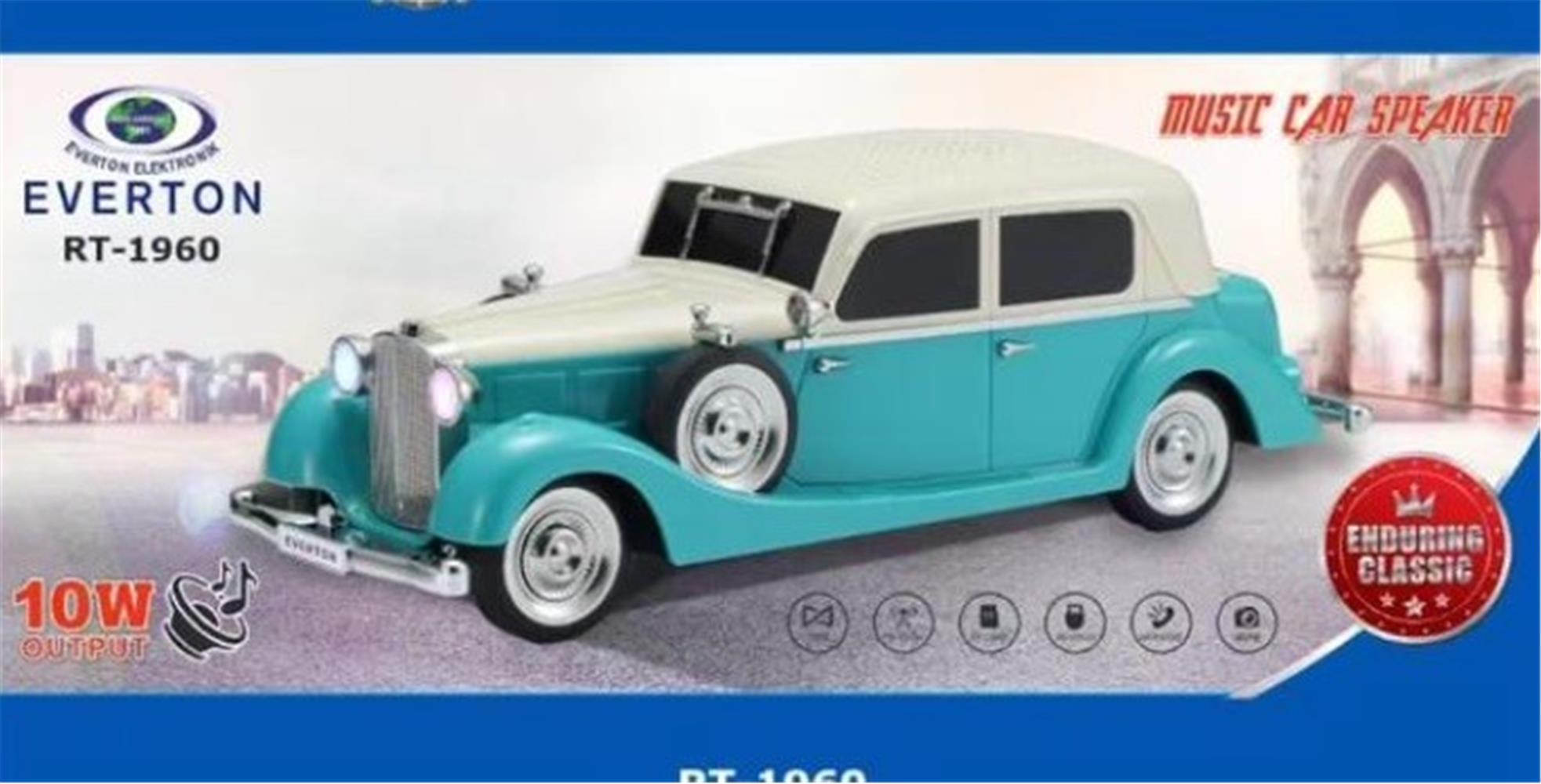 EVERTON RT-1960 Emerald (Zümrüt Yeşi)l Arabalı  Bluetooth Fm-Usb-Tf-Aux Şarjlı Nostaljik Radyo