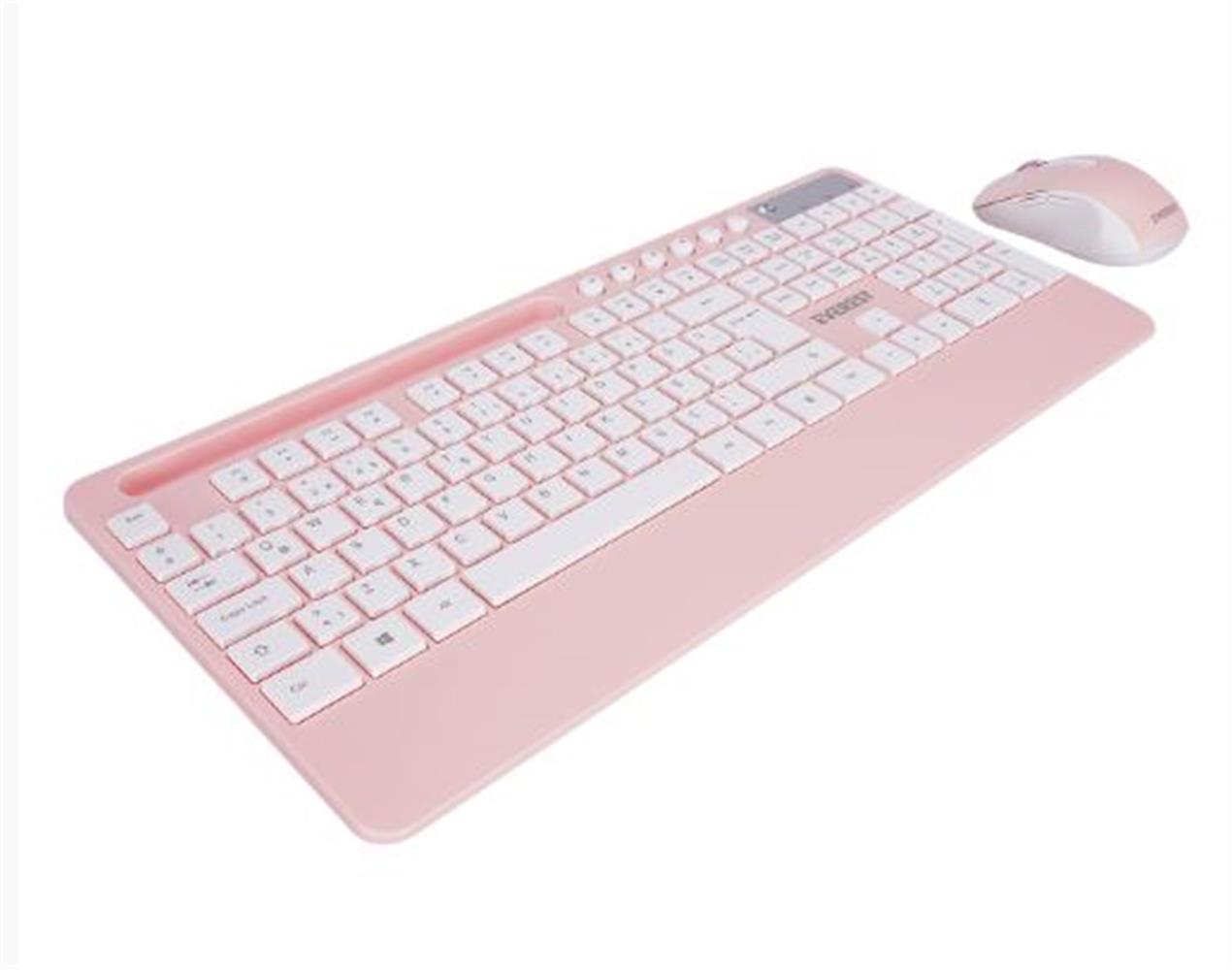Everest KM-9676 Beyaz-Pempe Multimedya Tablet-Telefon Standlı Klavye + Mouse Set