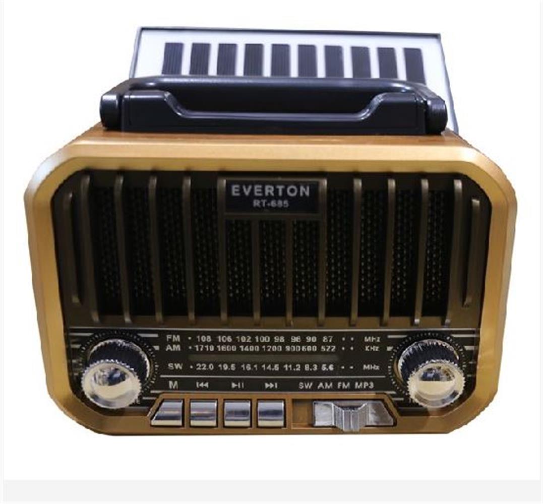 Everton RT-685  Şarjlı,Solarlı  Nostaljik Radyo ( Bluetooth-USB-SD-FM)