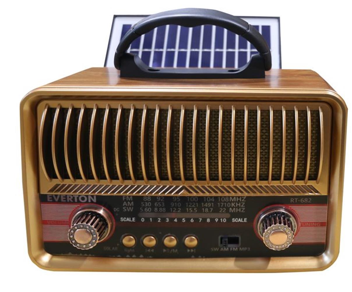 Everton RT-682  Solarlı,Şarjlı Nostaljik Radyo (Bluetooth-USB-SD-FM ) 