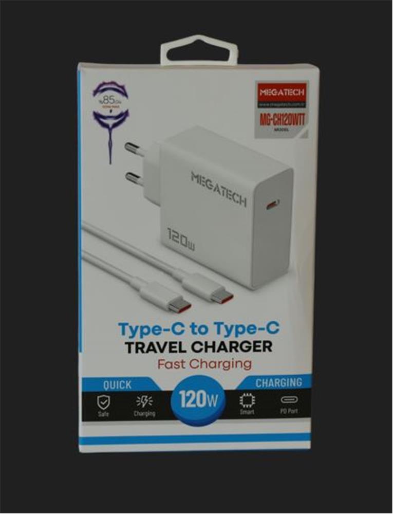 Megatech (MG-CH120WTT) 120W Type-C To Type-C Şarj Aleti 