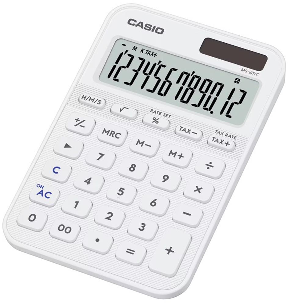 Casio MS-20YC-WE 12 Hane Beyaz Masa Üstü Hesap Makinesi