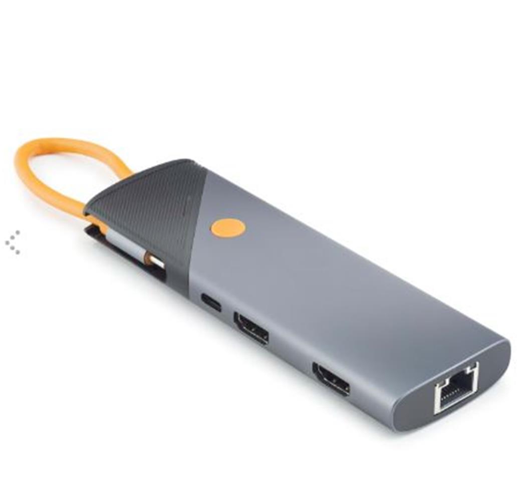 HADRON HDX7878 Type-C Combo Hub PD 100W HDMI 4K 60Hz DP Gigabit LAN Kart Okuyucu 9 Port 5 Gbps Gri