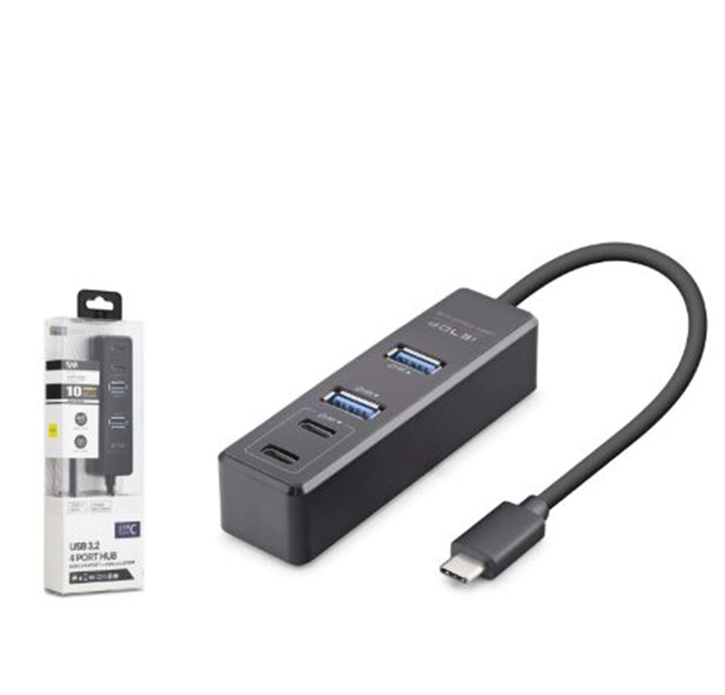 iETOP TU1009 Type-C 3.2 Gen2 Hub 4 Port 10 Gbps Siyah