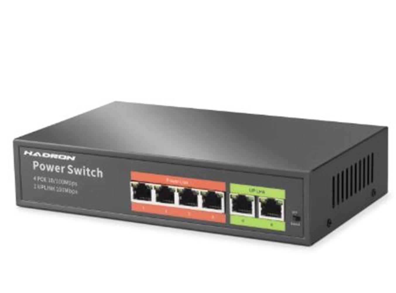 HADRON HDX1440 AI PoE Switch 4 Port 2 Uplink 45W Siyah