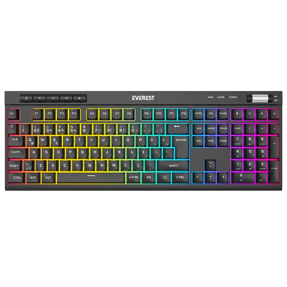 Everest KB-68 Shin Siyah Rainbow Q Membrane Klavye RGB
