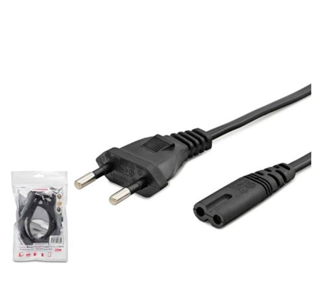 HADRON HDX5534 Teyp Güç Kablosu 2 Pin 1 mm 500W C7 Figure 8 1 m Siyah