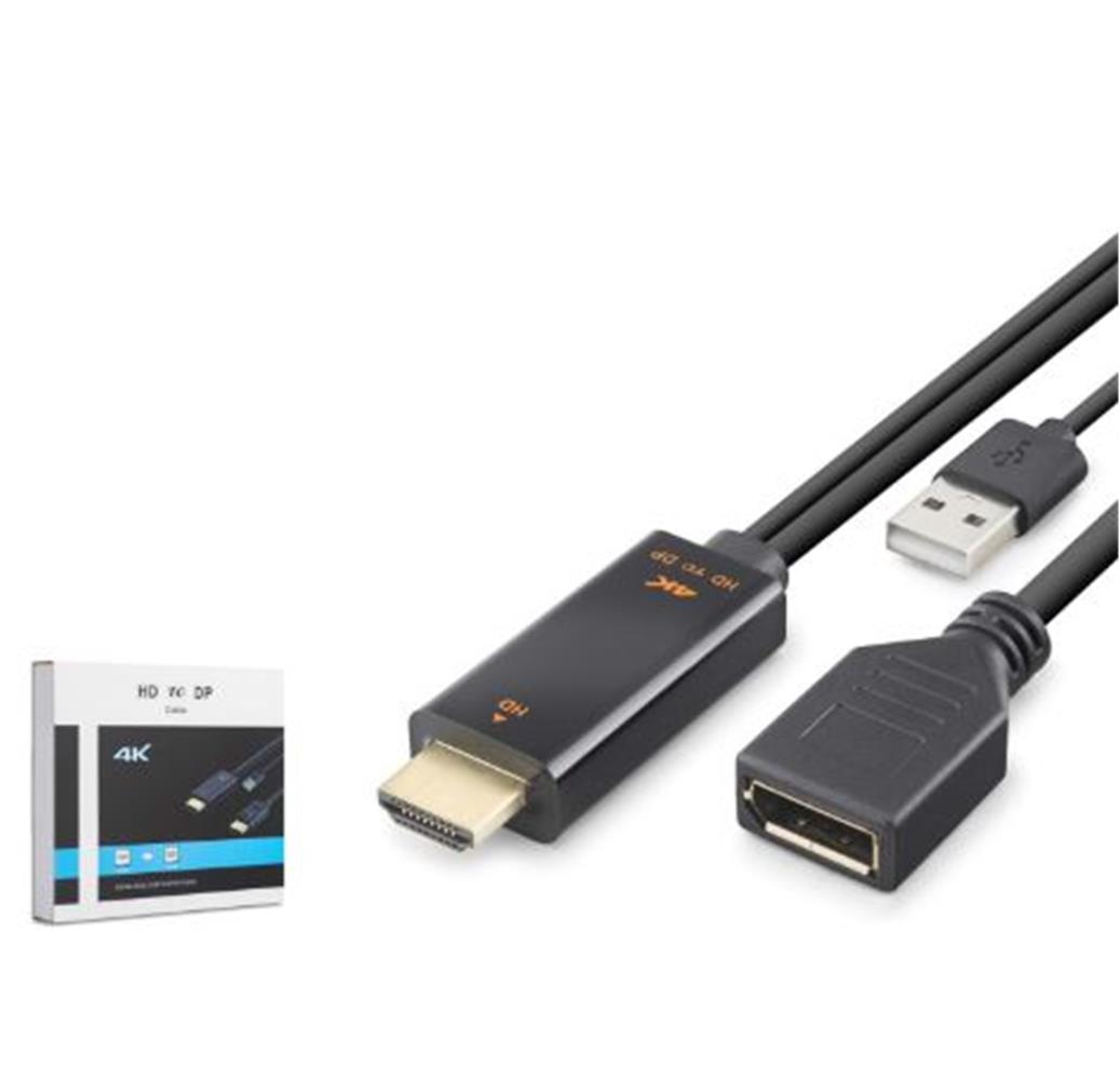 HADRON HDX7901 HDMI USB to DisplayPort Aktif Dönüştürücü Kablo 4K 60Hz 26 cm Siyah