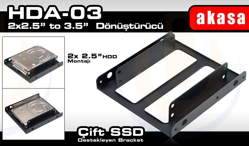 AKASA 2X2.5" SSD/HDD - 3.5" YUVA DONUSTURUCU (AK-HDA-03)