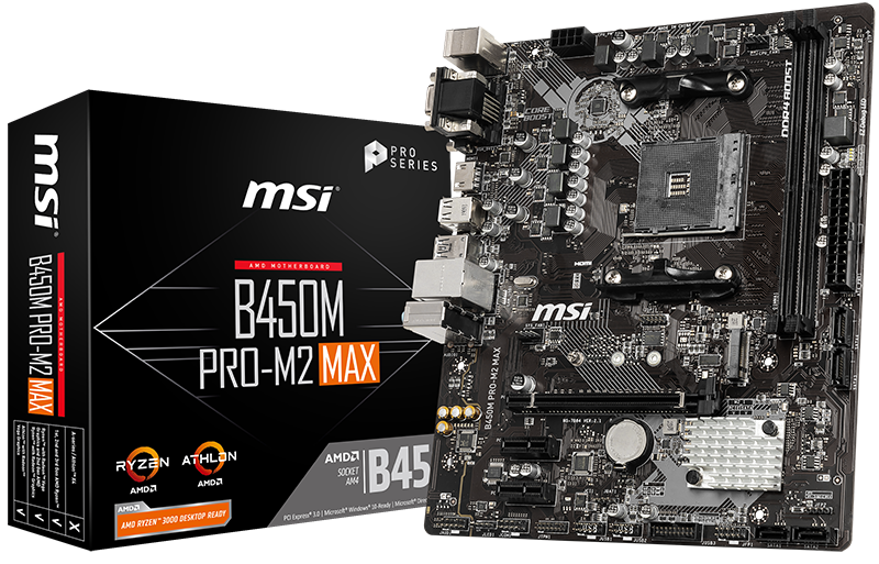 MSI B450M PRO-M2 MAX AM4 DDR4 SES GLAN HDMI/DVI/VGA SATA3 mATX
