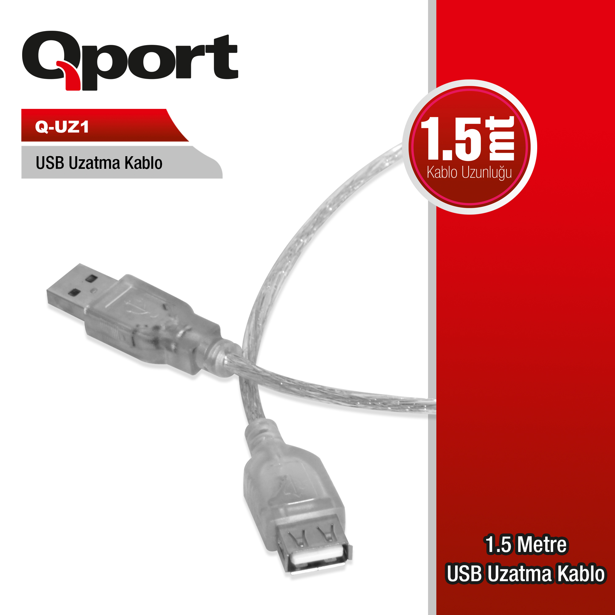 QPORT USB2.0 1.5MT UZATMA KABLOSU (Q-UZ1)