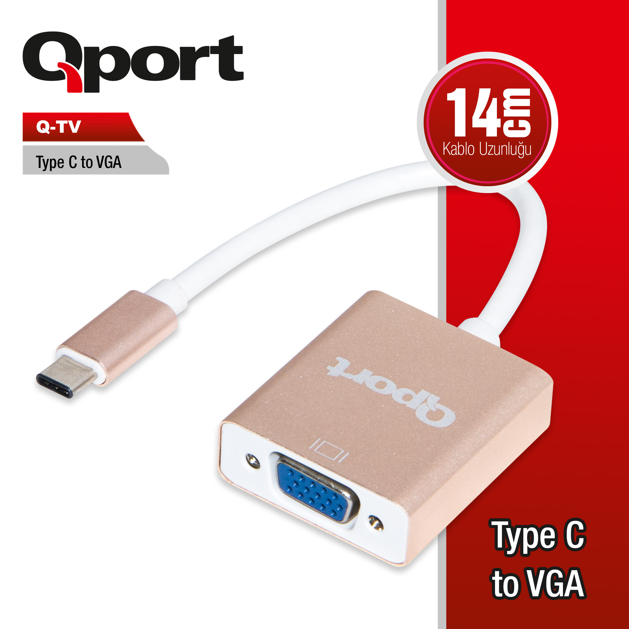 QPORT (Q-TV) TYPE-C TO VGA CEVIRICI