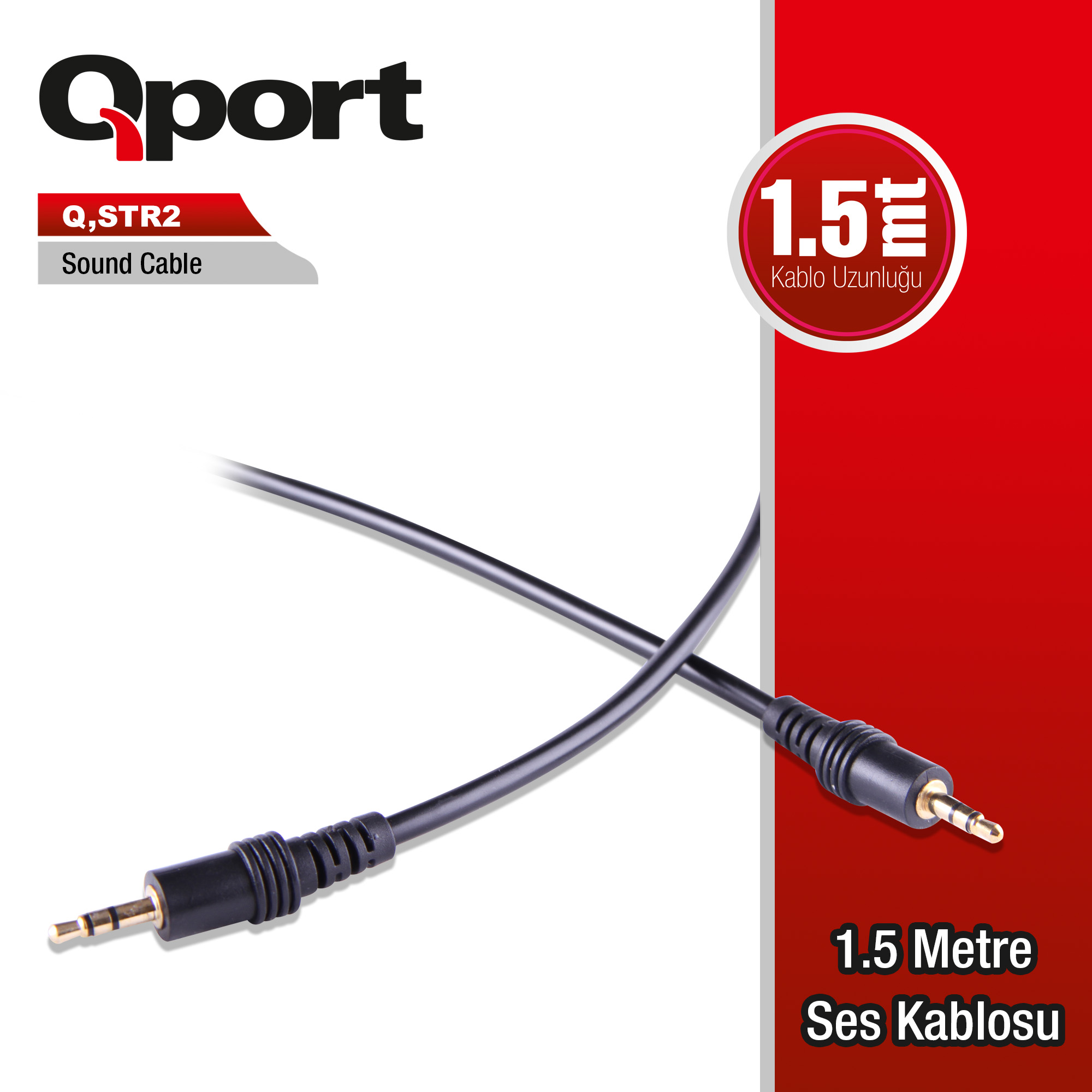 QPORT (Q-STR2) 3.5MM ERKEK 1.5MT SES KABLOSU