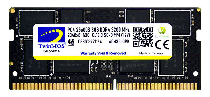 8 GB DDR4 3200MHz TWINMOS SODIMM (MDD48GB3200N)