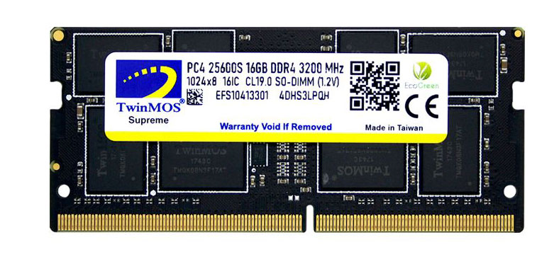 16 GB DDR4 3200MHz TWINMOS SODIMM (MDD416GB3200N)