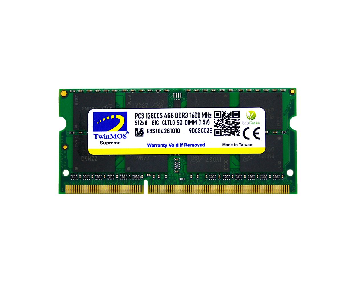4 GB DDR3 1600MHz TWINMOS CL16 1.5V SODIMM (MDD34GB1600N)