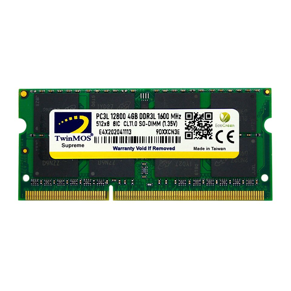 4 GB DDR3 1600MHz TWINMOS 1.35V LOW VOLTAGE SODIMM (MDD3L4GB1600N)
