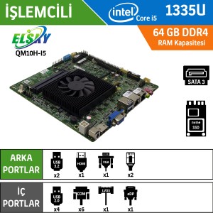 Elsky QM10U-I5-UA-2LAN Intel Core i5 1335U Endüstriyel Mini ITX Anakart