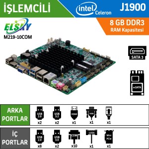 Elsky M219F-1LAN-10COM Intel Celeron J1900 Fansız Endüstriyel Mini ITX Anakart