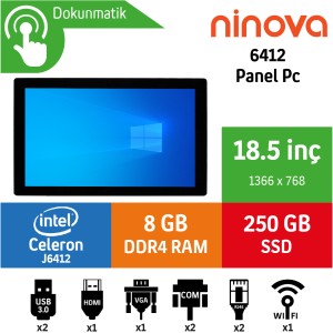 Ninova 6412 8GB 256GB NVME SSD Freedos 18.5" Endüstriyel Panel Pc