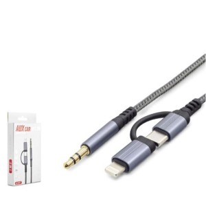 HADRON GJ027 Type-C Lightning 3.5 mm Ses Kablosu Siyah Gri