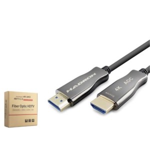 HADRON HDX2055 Fiber Optik HDMI 2.0 Kablo 4K 60 Hz 10 m Siyah Gri