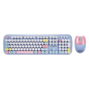 Everest KM-6284 WHISKER Renkli Tuşlu Mavi Kablosuz Q Klavye + Mouse Set