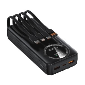 S-link IP-G220 20000mAh PD20W+QC3.0 Dahili Kablolu Siyah LCD Taşınabilir Pil Şarj Cihazı Powerbank