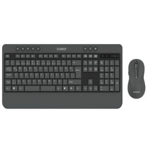 Everest KM-6585 Dual Gri-Siyah Kablosuz Çift Space Tuşlu Q Klavye + Mouse Set