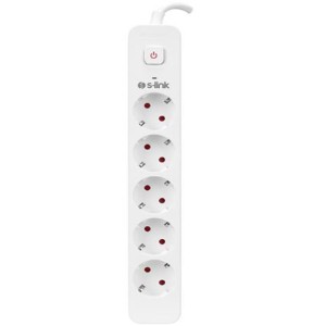 S-link SPG501S 1.5m 1.5mm 100 yüzde  Bakır 750 Joule 5 li Anahtarlı Akım Korumalı Priz