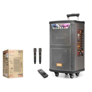 NDR NDR515 Çift Karaoke Mikrofonlu Bluetooth Hoparlör FM Radyo 80W 15 İnç Kumandalı Ahşap