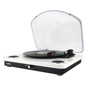UMİE Bemol Beyaz Piano Kaplama 10W BT İN, BT OUT, RCA, USB Özellikli Nostaljik Pikap