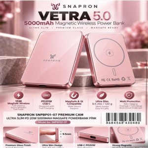 Snapron Snppb01-07 Pembe 5000 mah Pd 20W USB- C MAGSAFE Ultra Silim ( Magnetic Wireless)
