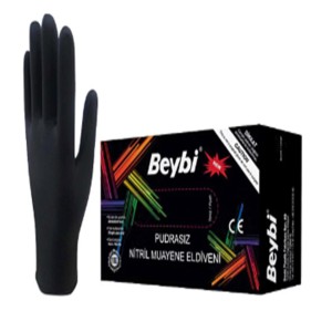 Beybi Muayene Nitril Siyah Large L Beden  Pudrasız  Eldiven 100lü 