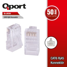 QPORT Q-J650 CAT6 50 ADET RJ-45 KONNEKTOR