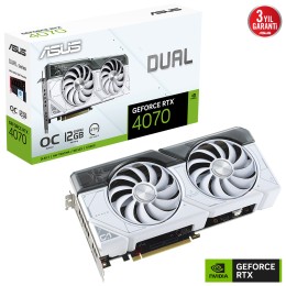 ASUS RTX4070 12GB GDDR6X 192BIT DUAL 3xDP/HDMI BEYAZ (DUAL-RTX4070-O12G-WHITE)